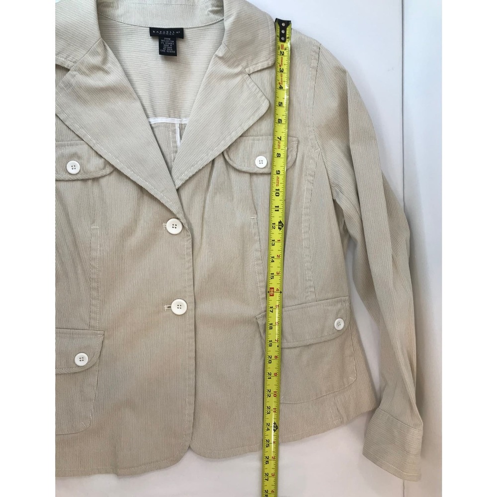 Rafaella Women Jacket Blazer Dobby Stripe Cream Cotton Two Buttons Size 20W - Picture 10 of 12